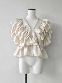 【AMOMMA】SATIN RAFFLE FRILL TOPS