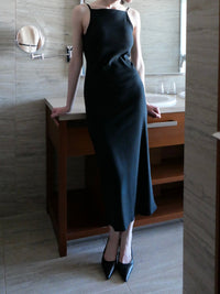 BACK OPEN RIB CAMI DRESS