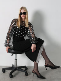 【SAMPLE SALE / AMOMMA】MATILDA SHEER DOT BLOUSE