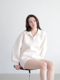 【SAMPLE SALE / célon】open neck sweat top