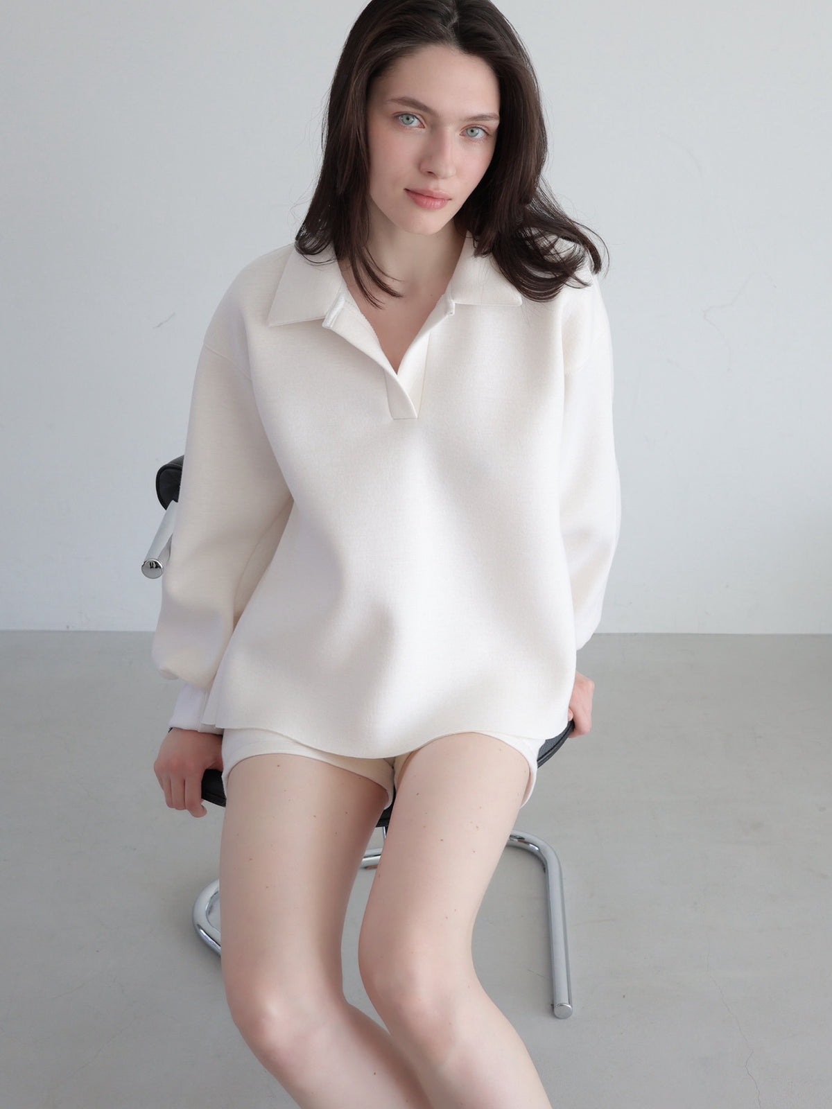 【SAMPLE SALE / célon】open neck sweat top
