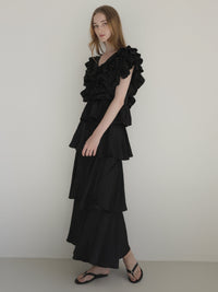 【AMOMMA】SATIN RUFFLE FRILL TOPS