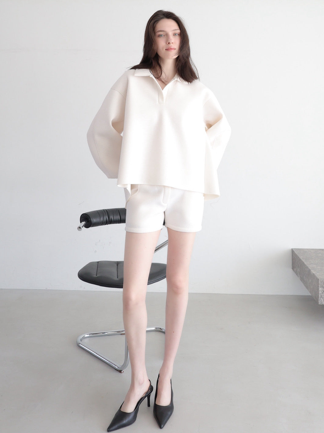 【SAMPLE SALE / célon】open neck sweat top