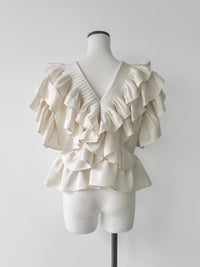 【AMOMMA】SATIN RAFFLE FRILL TOPS