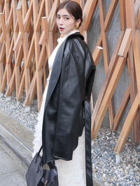 【célon】Belted Leather Jacket
