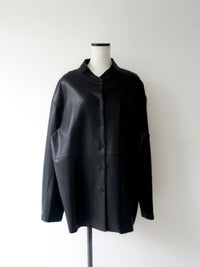 【NOWNS】Era | collarless leather jacket