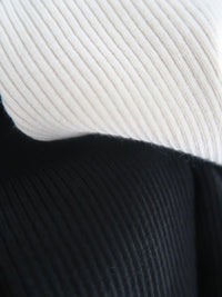 V-neck Ribbed Puff Sleeve Cardigan