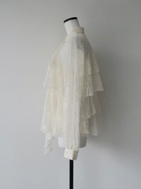 【SAMPLE SALE / célon】lace bow tiered blouse