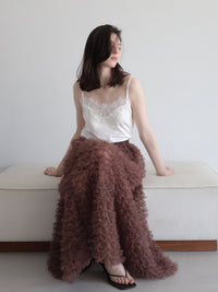 airy tulle long skirt