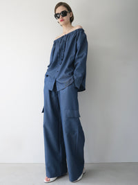 【SAMPLE SALE / AMOMMA】DENIM LIKE DRAWSTING OFF SHOULDER