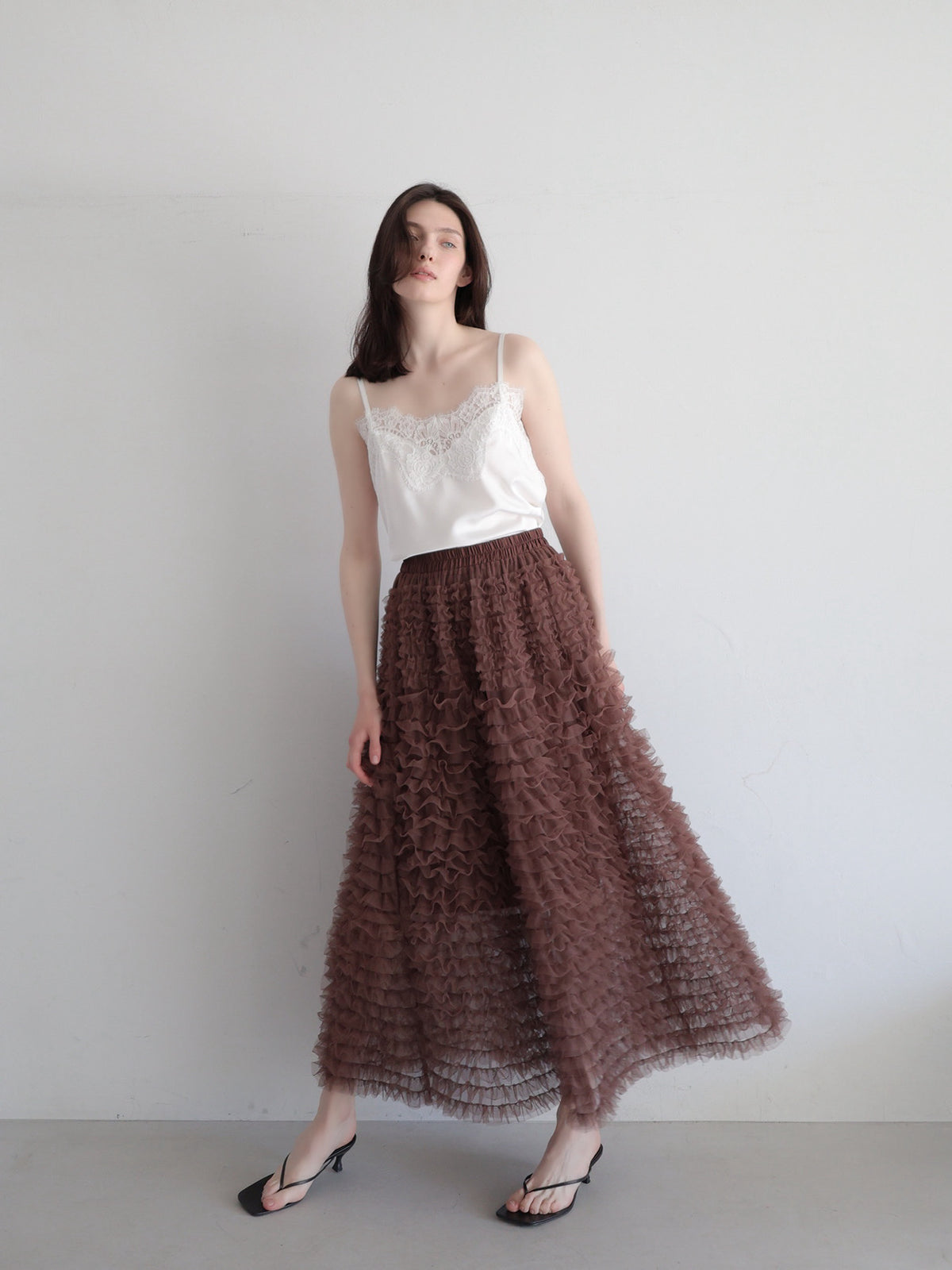 airy tulle long skirt