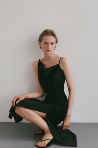 【célon】satin asymmetry drape cami dress