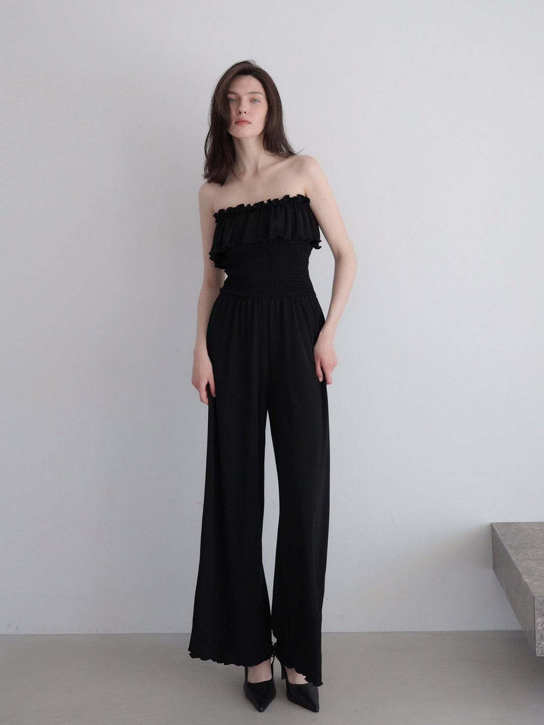 frill maxi jumpsuit