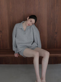 【SAMPLE SALE / célon】open neck sweat top