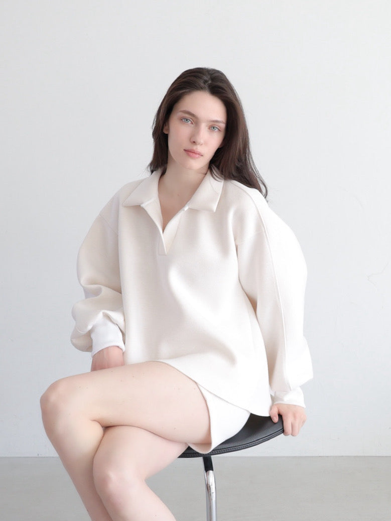 【SAMPLE SALE / célon】open neck sweat top