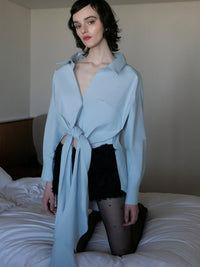 Waist-Tie Cotton Shirt