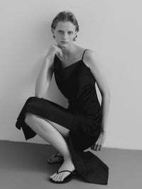 【célon】satin asymmetry drape cami dress
