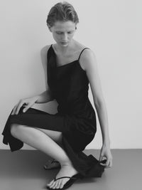 【célon】satin asymmetry drape cami dress
