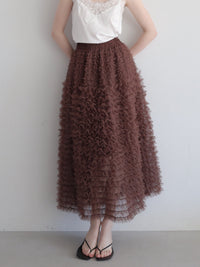 airy tulle long skirt