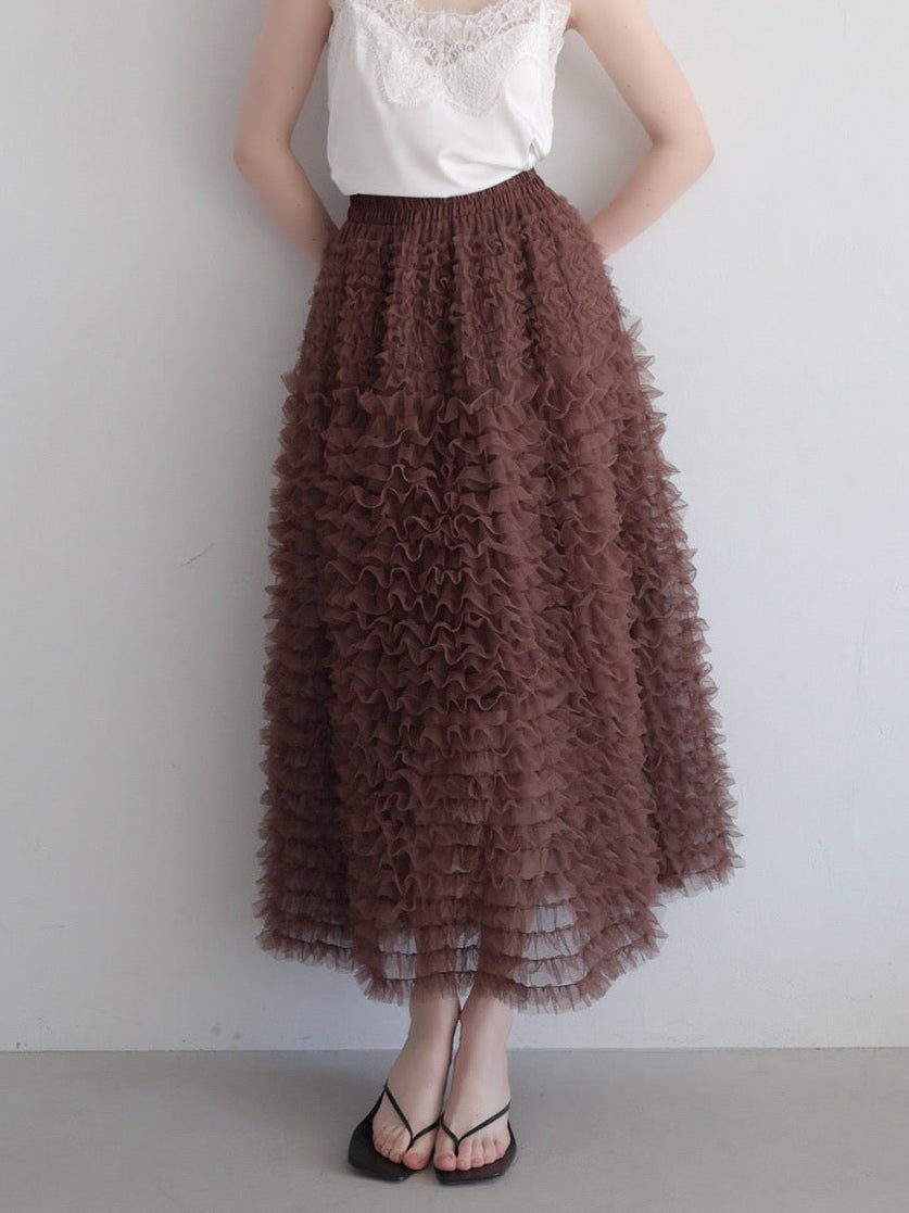airy tulle long skirt