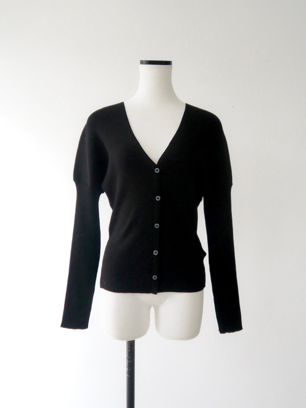 V-neck Ribbed Puff Sleeve Cardigan
