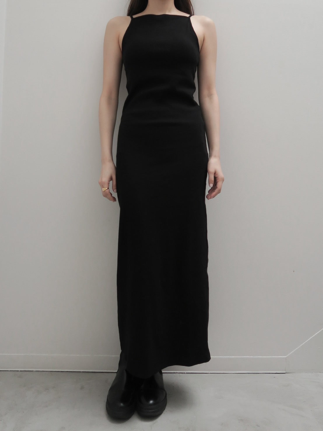 BACK OPEN RIB CAMI DRESS