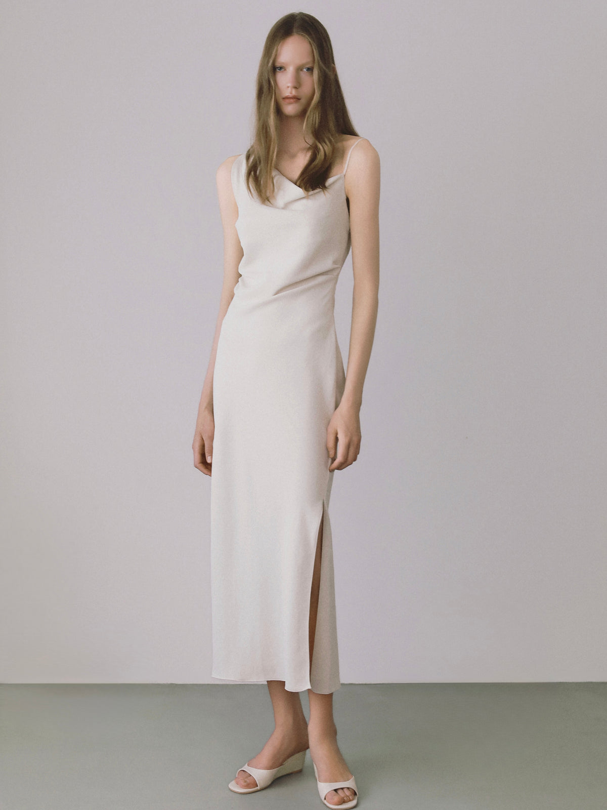 Asymmetric drape camisole dress
