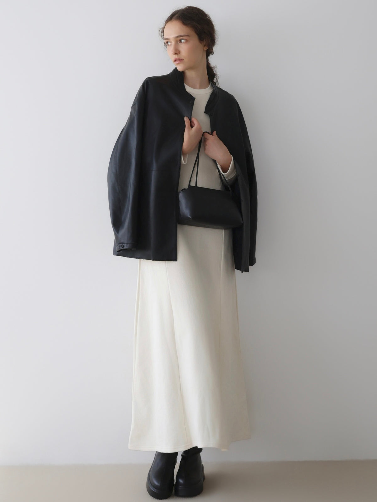 【NOWNS】Era | collarless leather jacket