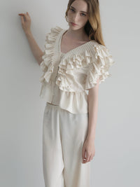 【AMOMMA】SATIN RAFFLE FRILL TOPS