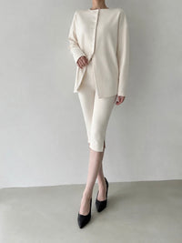 【SAMPLE SALE / célon】 flare line button set-up (ivory)