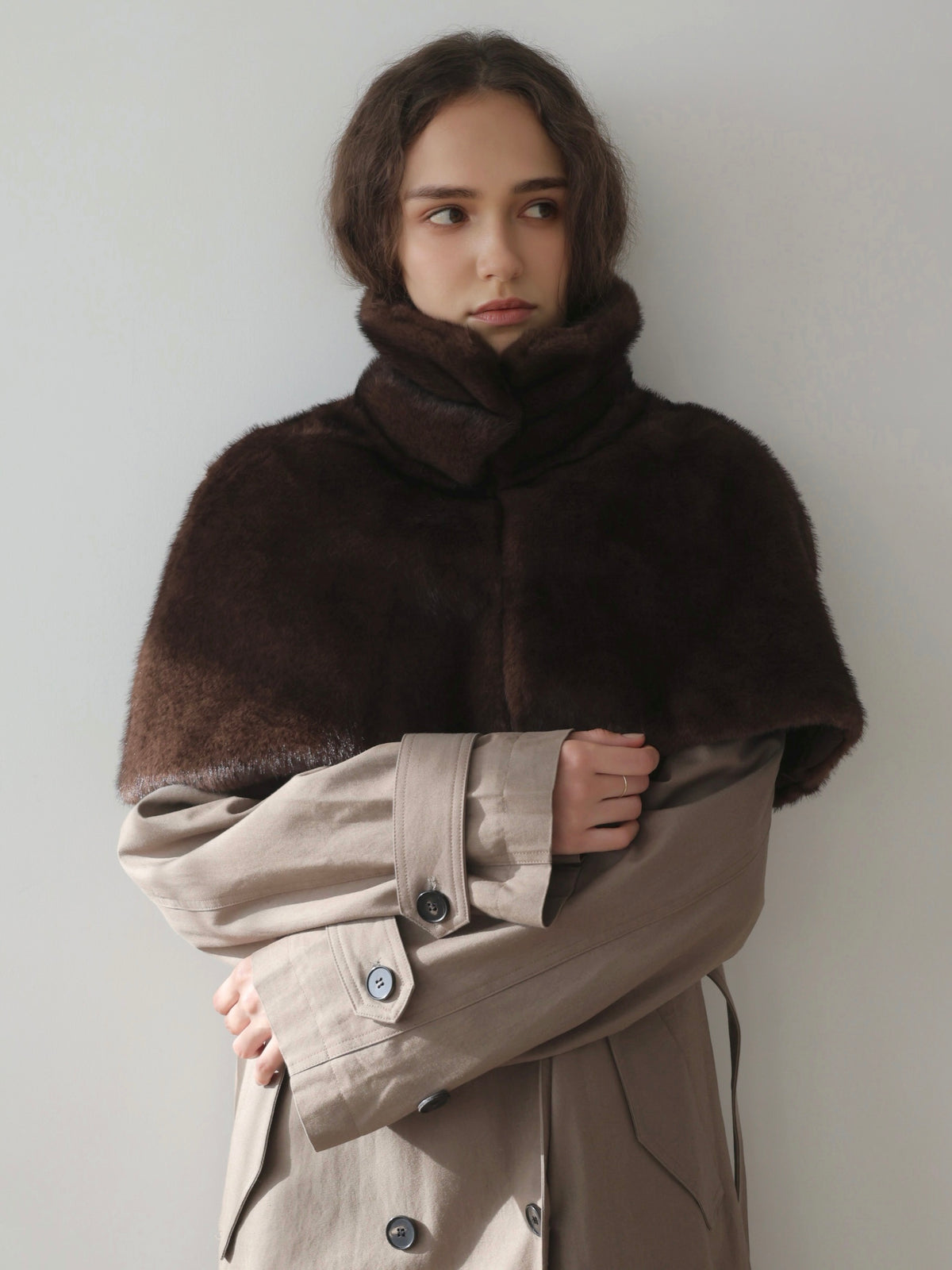 【célon】Collared Fur Cape