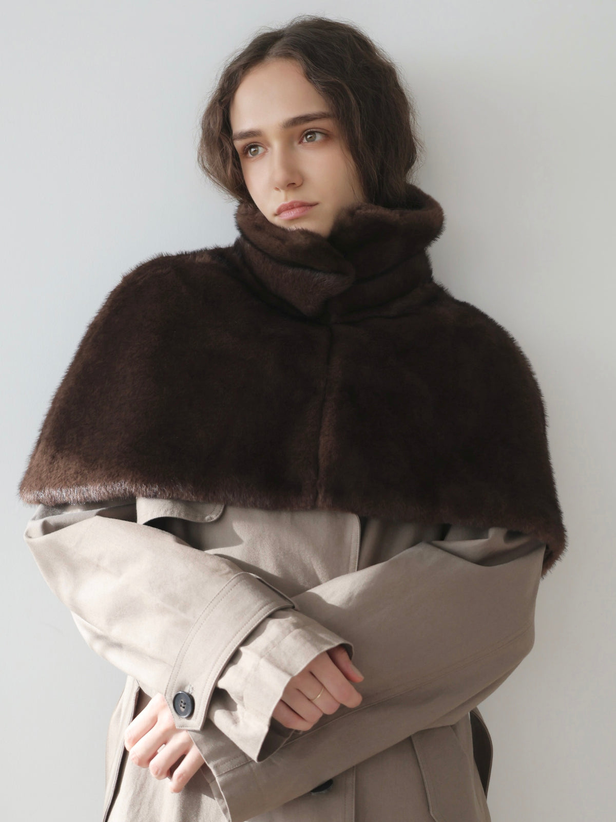 【célon】Collared Fur Cape