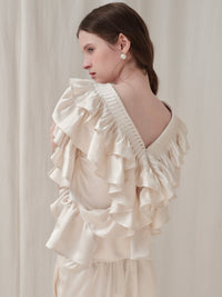 【AMOMMA】SATIN RAFFLE FRILL TOPS