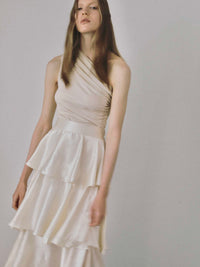 satin frilly tiered long skirt