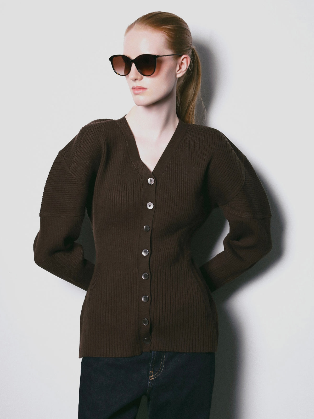 【AMOMMA】Wool Structured Rib Cardigan