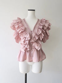 【AMOMMA】SATIN RAFFLE FRILL TOPS