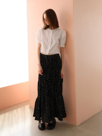 [ sample sale ] dot washer shirring skirt