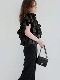 【AMOMMA】SATIN RAFFLE FRILL TOPS