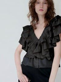 【AMOMMA】SATIN RAFFLE FRILL TOPS