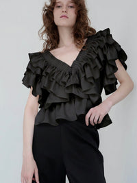 【AMOMMA】SATIN RAFFLE FRILL TOPS