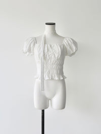 tie puff blouse