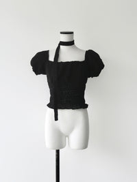 tie puff blouse