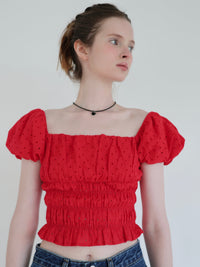 tie puff blouse