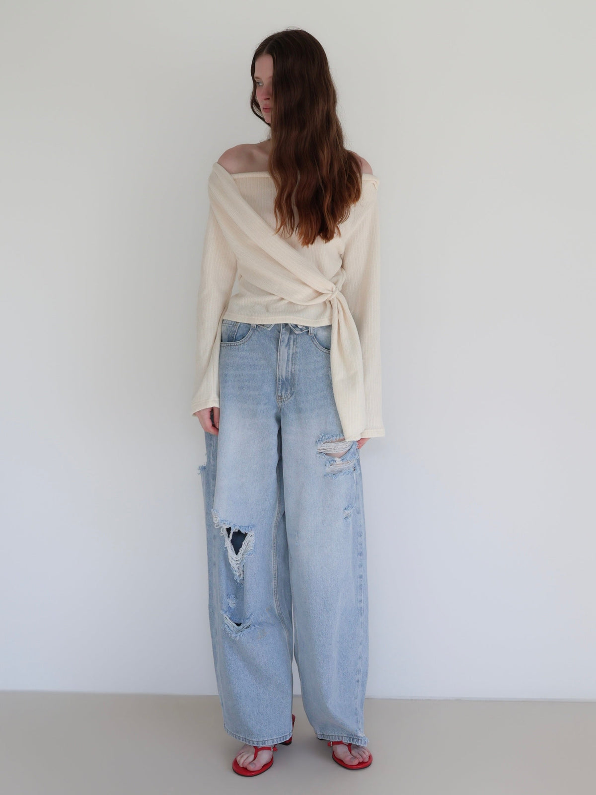 【SAMPLE SALE / miies miim】off shoulder drape tops