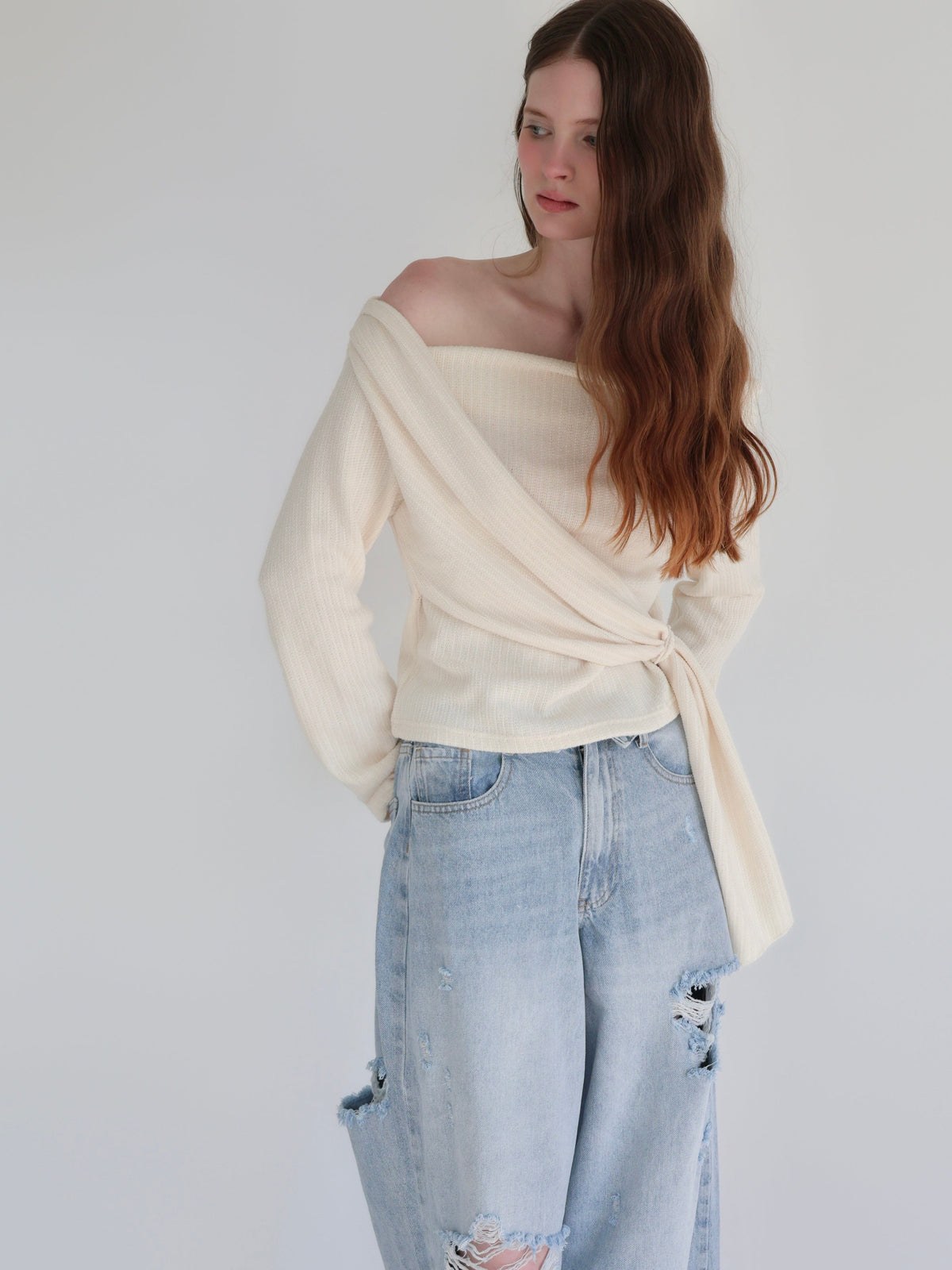 【SAMPLE SALE / miies miim】off shoulder drape tops