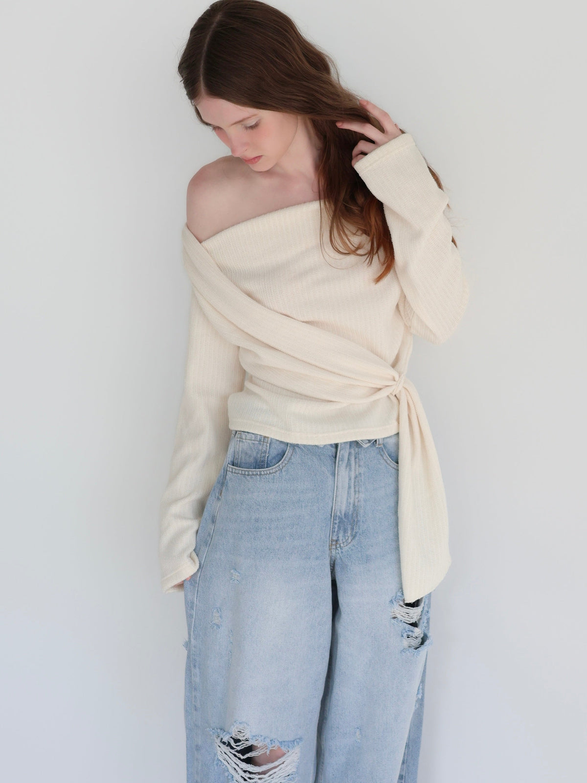 【SAMPLE SALE / miies miim】off shoulder drape tops