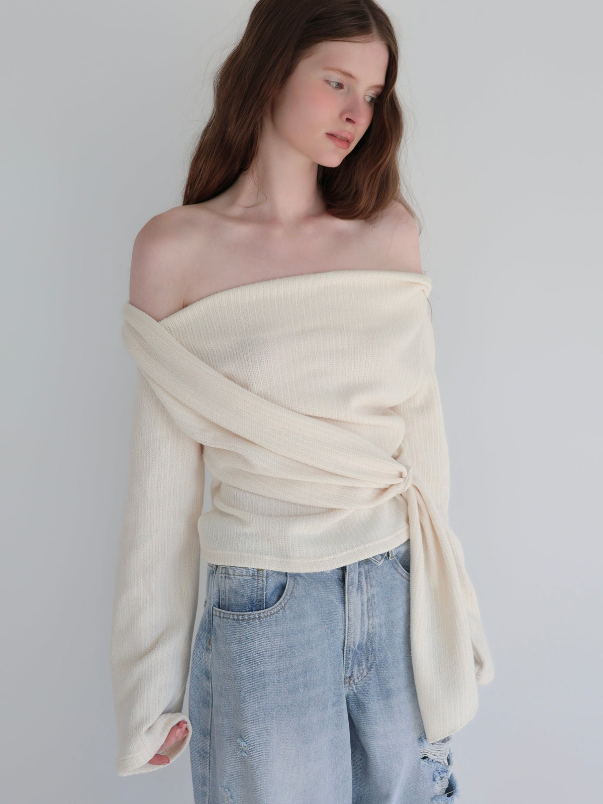 【SAMPLE SALE / miies miim】off shoulder drape tops