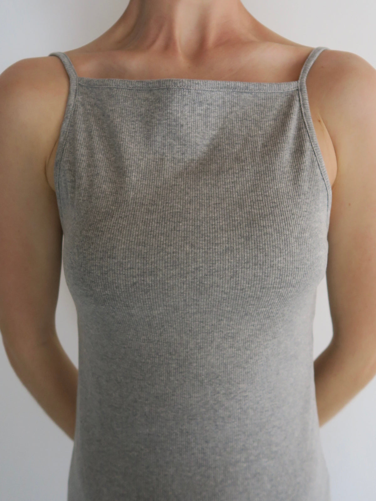 BACK OPEN RIB CAMI DRESS