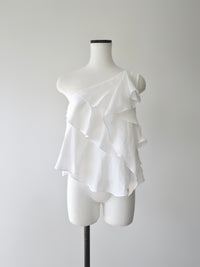 【SAMPLE SALE / célon】asymmetric ruffle top