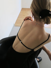 BACK OPEN RIB CAMI DRESS